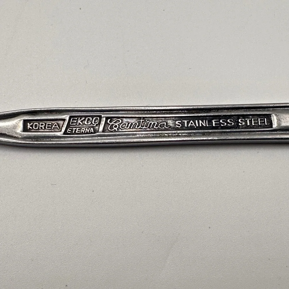 EKCO Eterna Cantina Stainless Steel Teaspoons Set of 6 Floral Korea Vintage